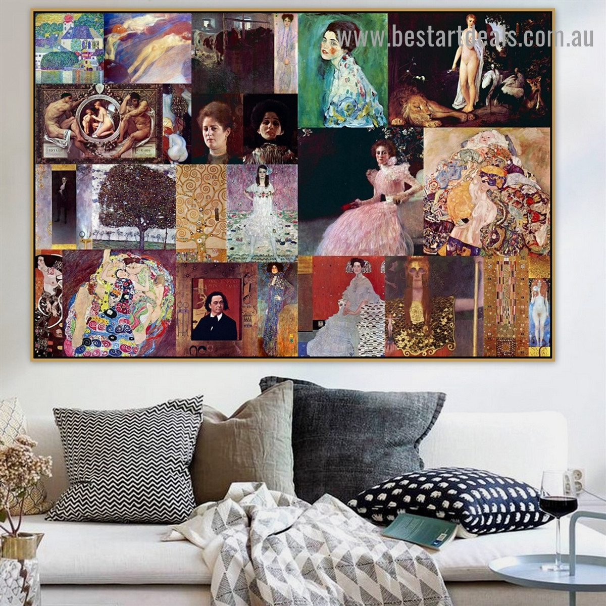 Gustav Klimt Collage III Symbolism Reproduction Artwork Picture Canvas Print for Room Wall Garniture