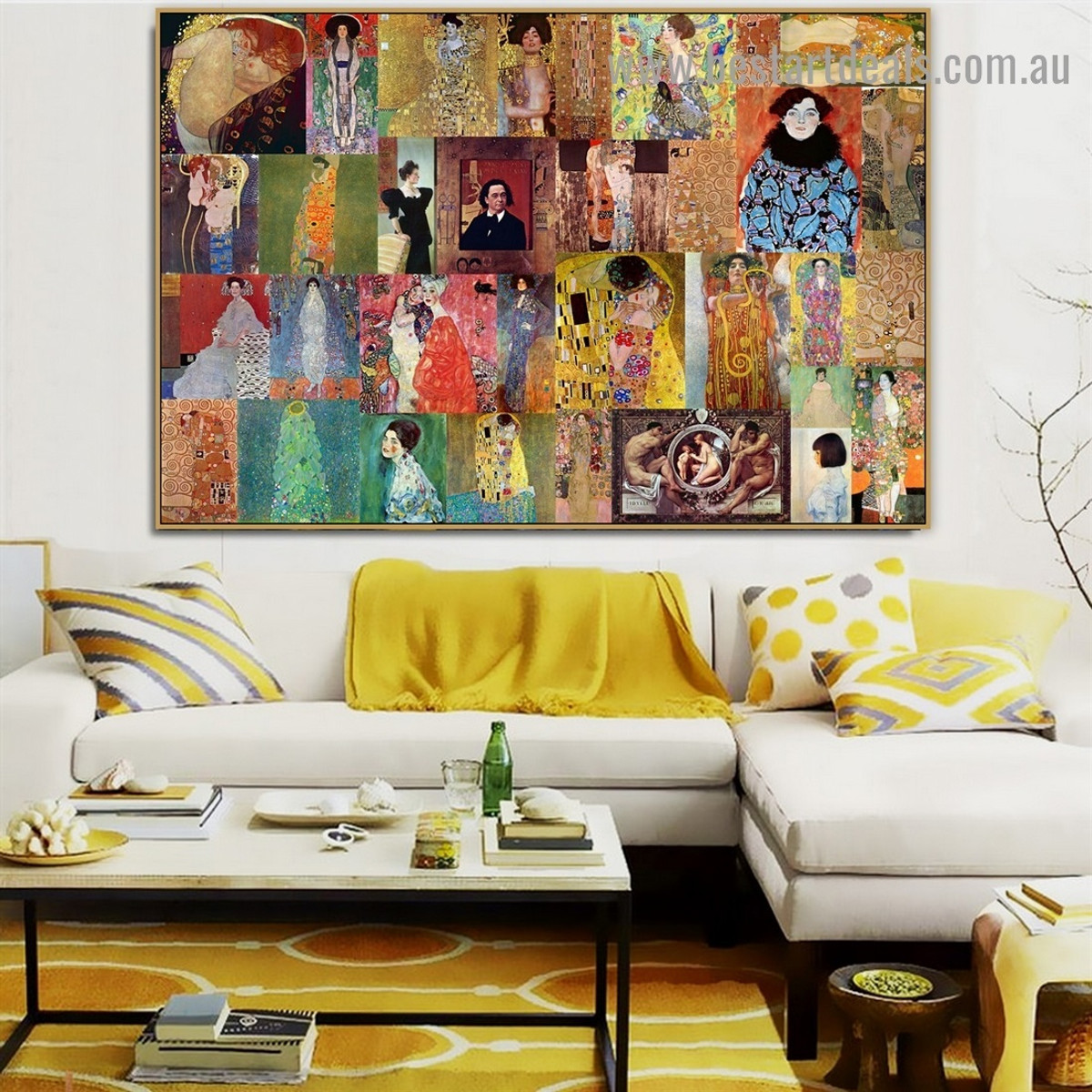 Gustav Klimt Collage XIX Symbolism Old Famous Master Artist Reproduction Artwork Photo Canvas Print for Room Wall Garniture