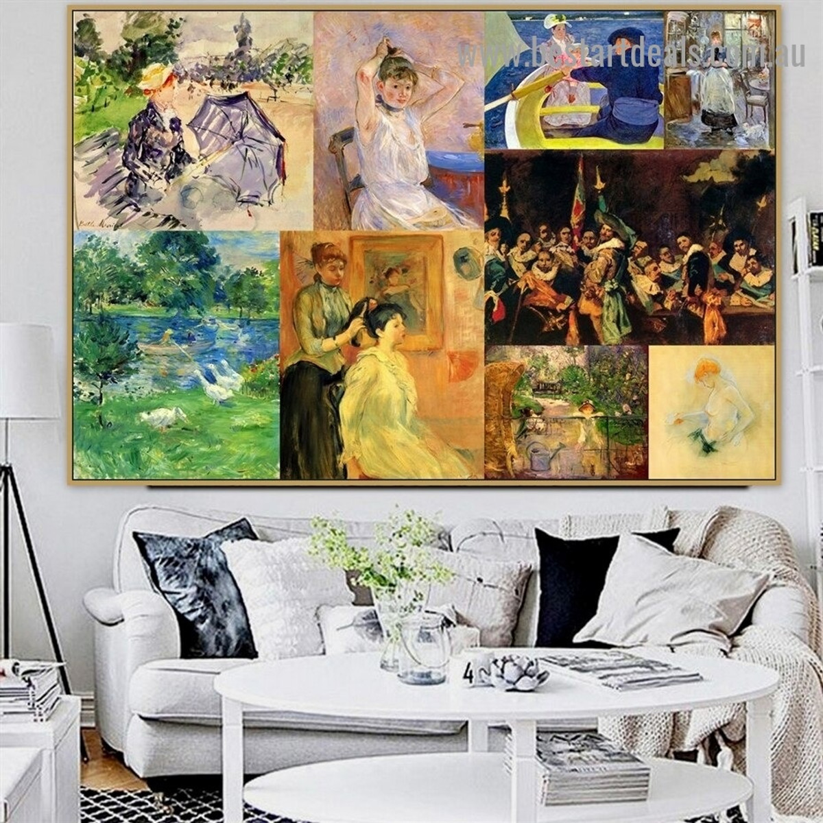 Cassatt and Morisot Collage II Impressionism Old Famous Master Artist Artwork Photo Reproduction Canvas Print for Wall Décor