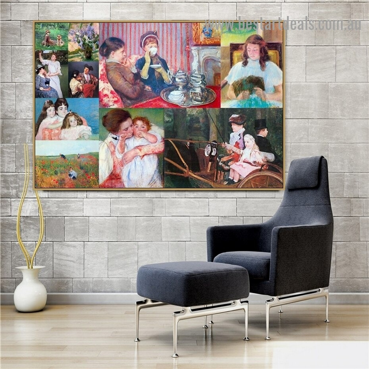 Cassatt and Morisot Collage X Impressionism Old Famous Master Artist Artwork Picture Reproduction Canvas Print Room for Wall Ornament