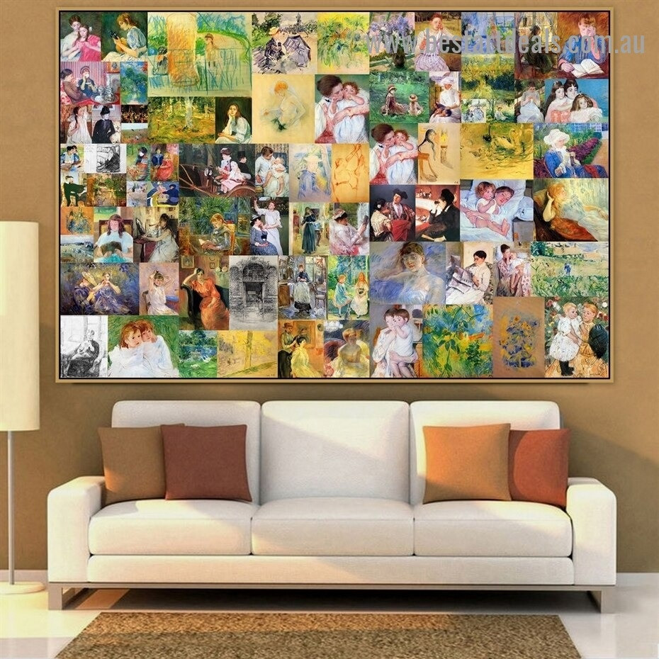 Cassatt and Morisot Collage XI Impressionism Old Famous Master Artist Artwork Picture Reproduction Canvas Print Room for Wall Garniture