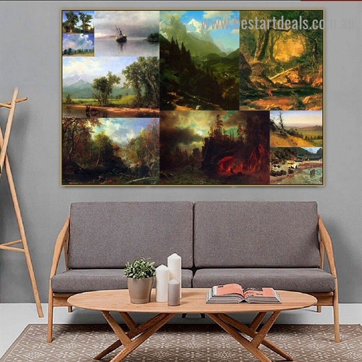 Albert Bierstadt Collage XII Romanticism Old Famous Master Artist Reproduction Portrait Picture Canvas Print Room for Wall Drape