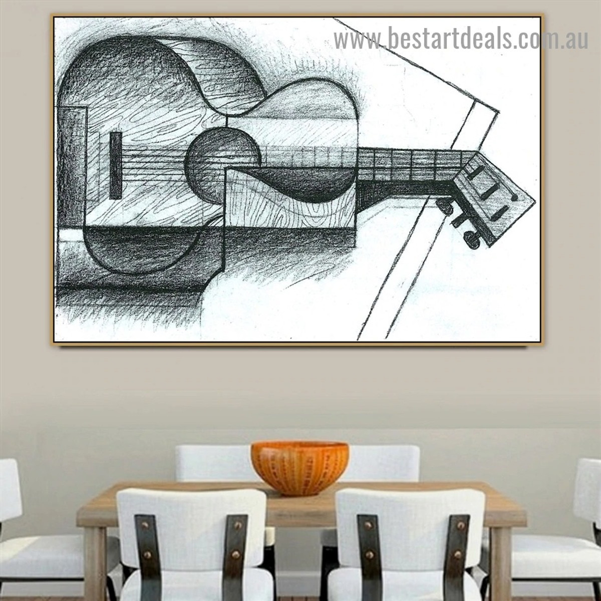 The Guitar Juan Gris Still Life Music Cubism Reproduction Artwork Portrait Canvas Print for Room Wall Adornment