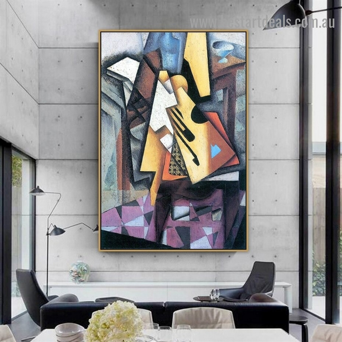 Guitar on a Chair Juan Gris Still Life Synthetic Cubism Reproduction Portrait Painting Canvas Print for Room Wall Decoration
