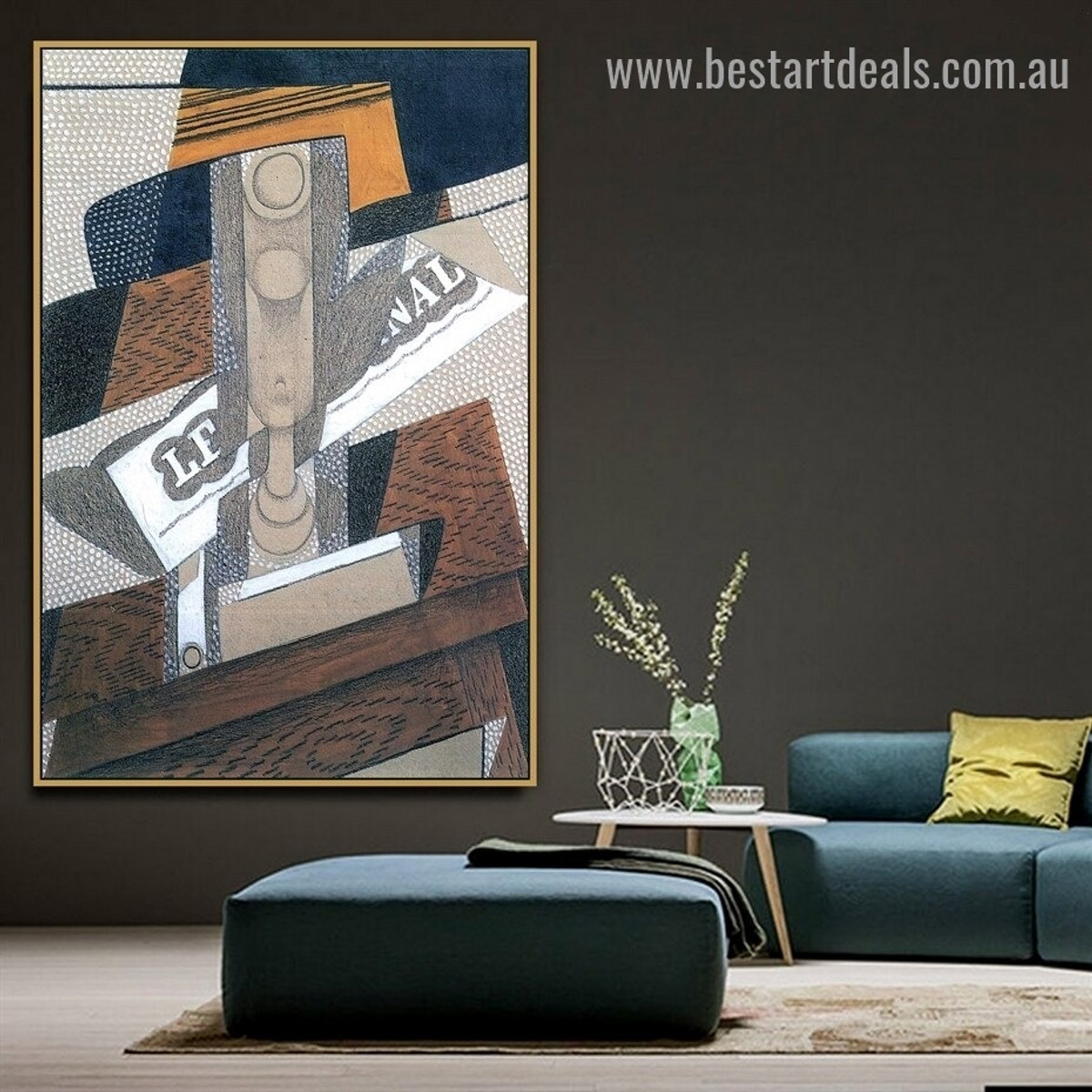 The Pipe Juan Gris Still Life Cubism Reproduction Portrait Photo Canvas Print for Room Wall Drape