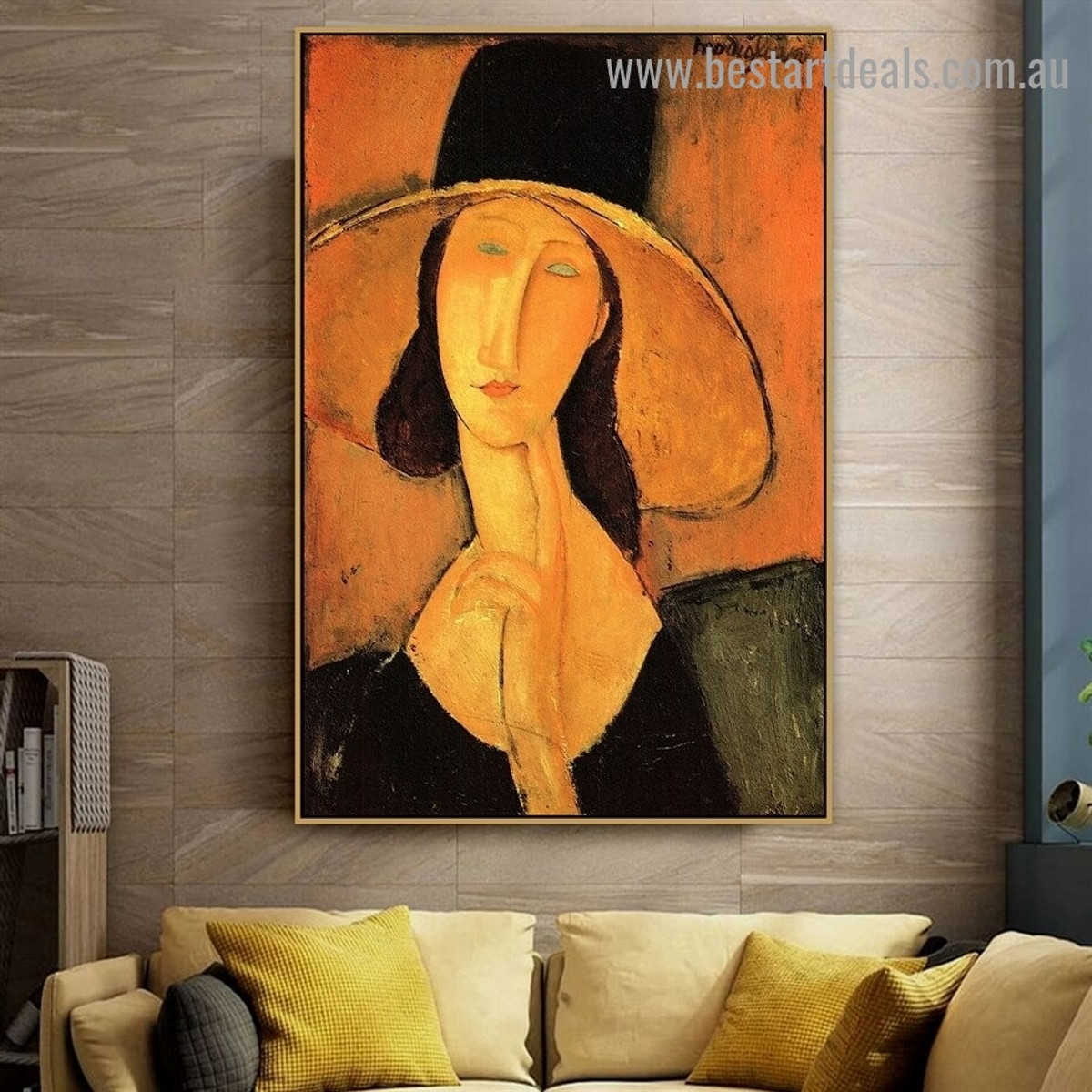 Head of a Woman Amedeo Clemente Modigliani Figure Expressionism Reproduction Portrait Image Canvas Print for Room Wall Garniture