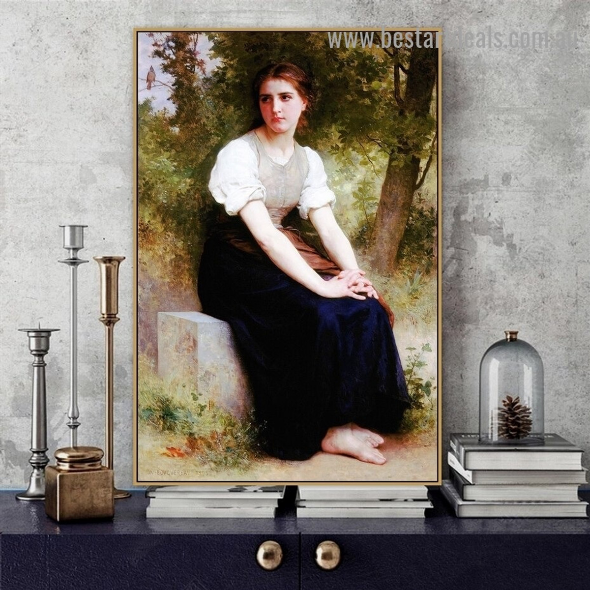 The Song of the Nightingale William Adolphe Bouguereau Figure Neoclassicism Reproduction Portrait Picture Canvas Print for Room Wall Adornment
