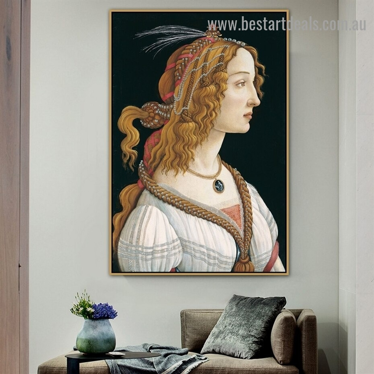 Portrait of a Young Woman Sandro Botticelli Figure Early Renaissance Reproduction Artwork Photo Canvas Print for Room Wall Garniture