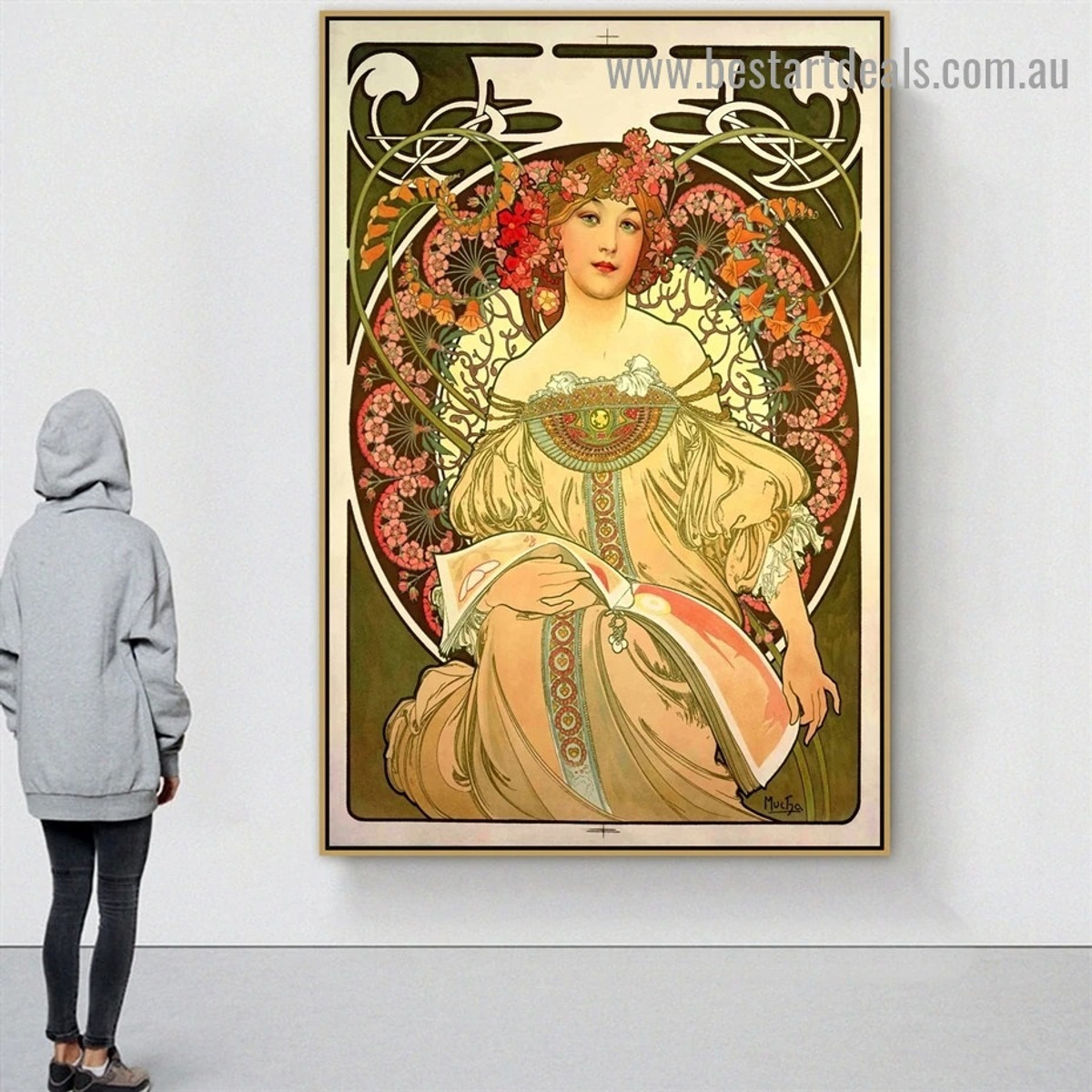 Reverie Alphonse Mucha Vintage Botanical Figure Retro Advertising Poster Artwork Picture Canvas Print for Room Wall Decoration