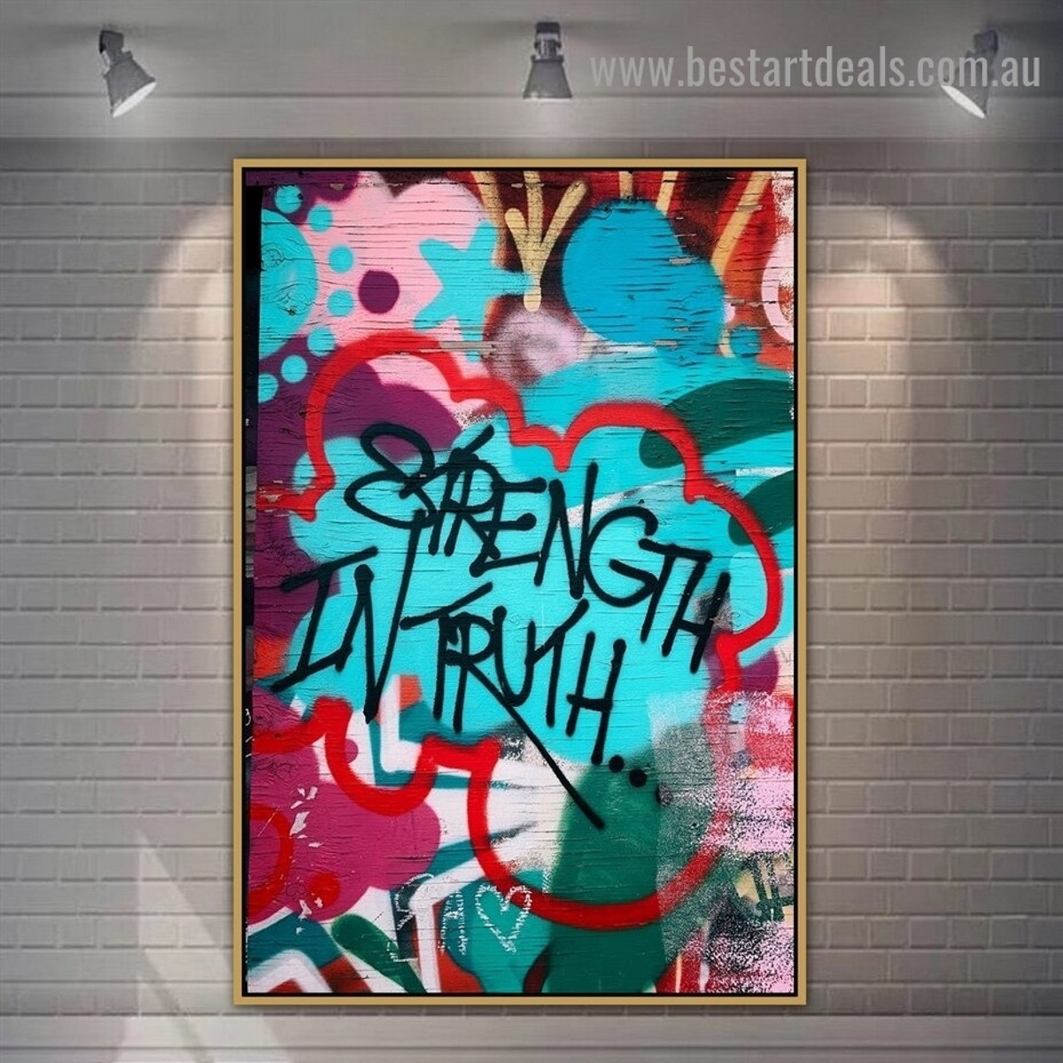 Strength in Truth Abstract Typography Graffiti Artwork Image Canvas Print for Room Wall Garniture