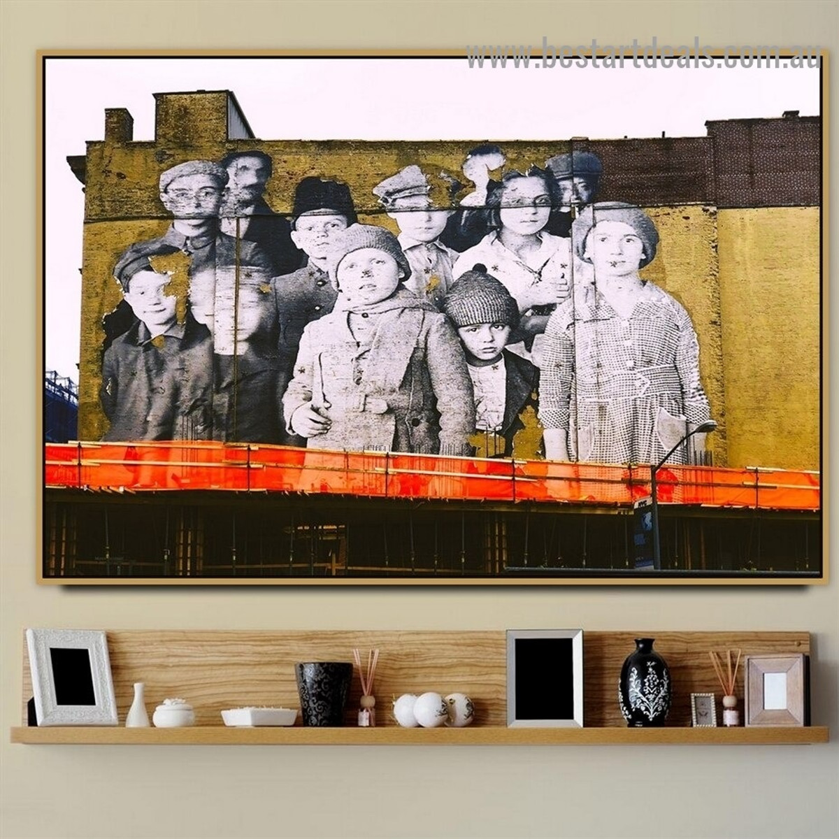 Group of Children’s Kids Graffiti Portrait Photo Canvas Print for Room Wall Drape