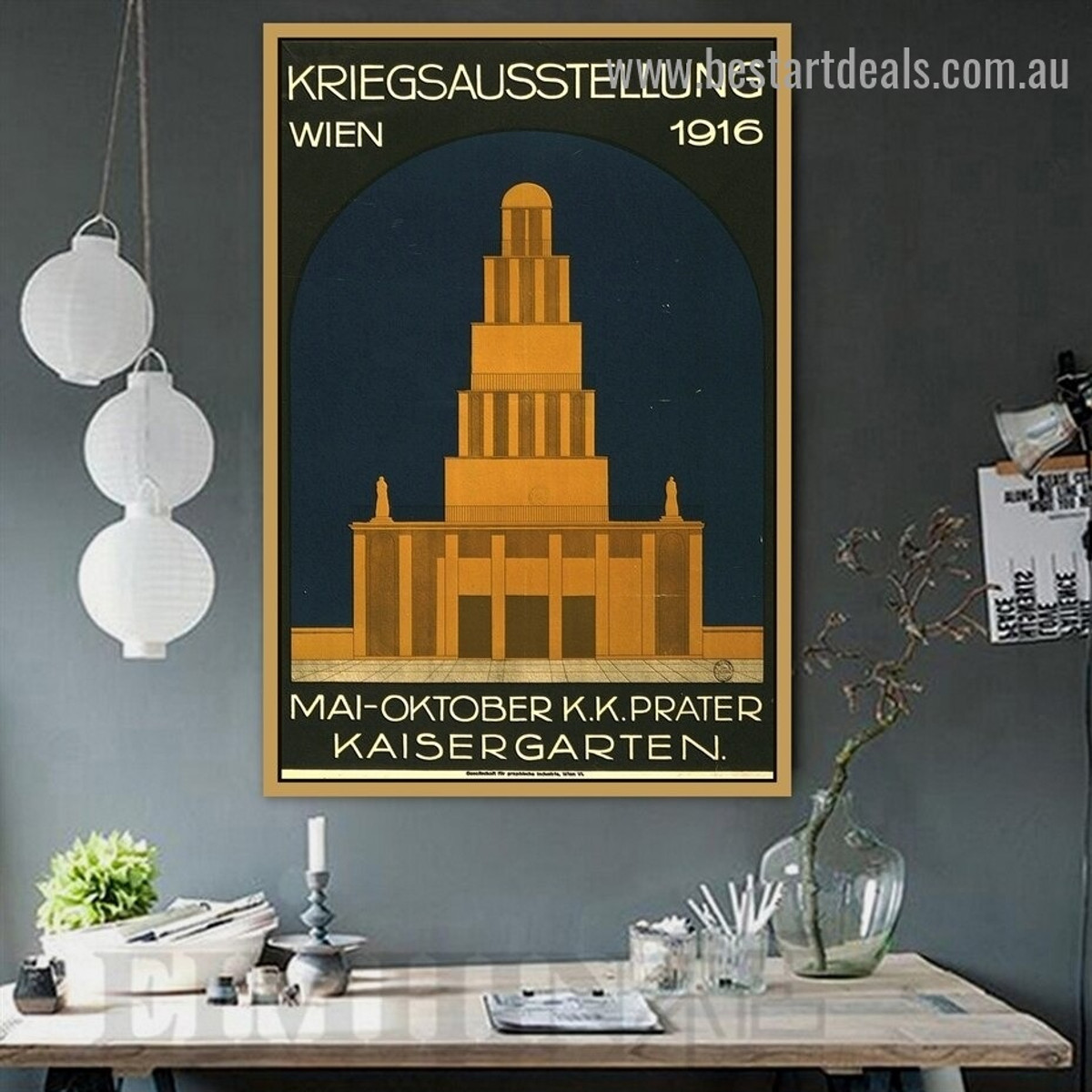 Kriegsausstellung Wien 1916 Architecture Vintage Advertisement Retro Poster Artwork Image Canvas Print for Room Wall Decoration