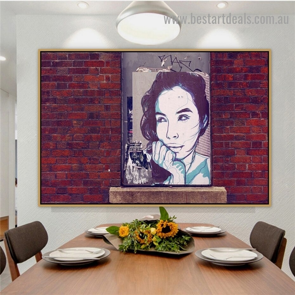 Faded Girl Face Figure Graffiti Portrait Image Canvas Print for Room Wall Decoration