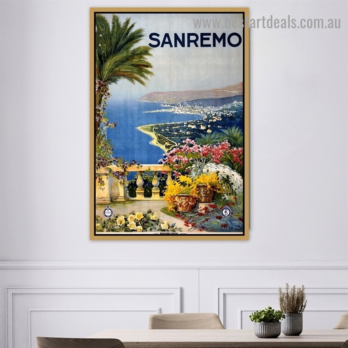 Sanremo Botanical Landscape Vintage Advertisement Poster Artwork Picture Canvas Print for Room Wall Garniture