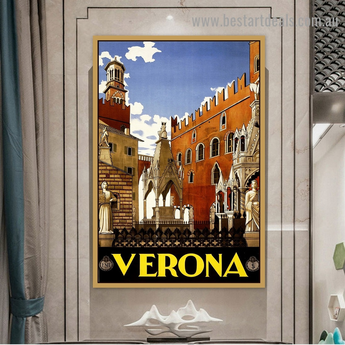 Verona Travel City Vintage Reproduction Advertisement Artwork Picture Canvas Print for Room Wall Ornament