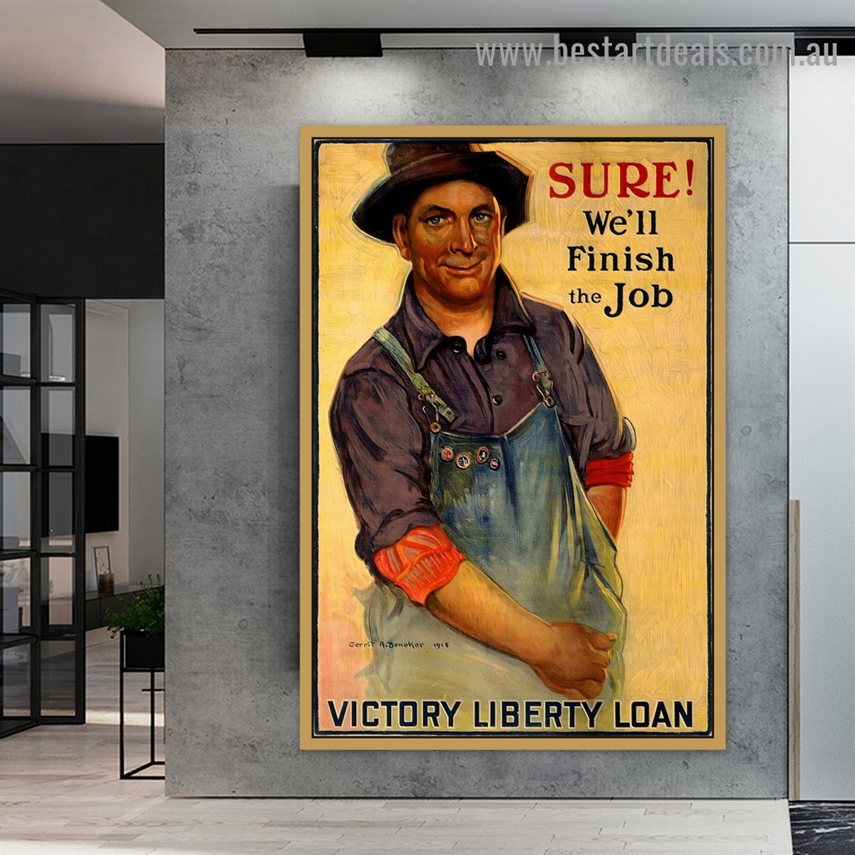 We'll finish the Job Vintage Figure Reproduction Advertisement Poster Artwork Image Canvas Print for Room Wall Decoration