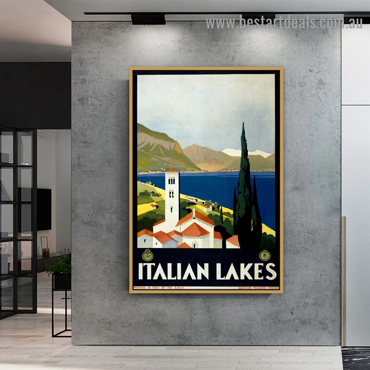 Italian Lakes Botanical Landscape Vintage Reproduction Poster Artwork Portrait Painting Canvas Print for Room Wall Garnish