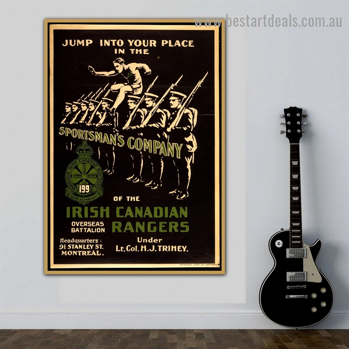 Irish Canadian Rangers Vintage Figure Reproduction Advertisement Poster Artwork Picture Canvas Print for Room Wall Garnish