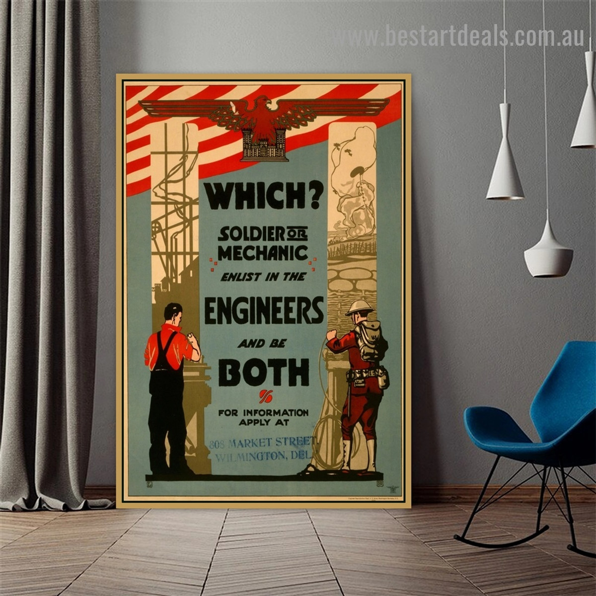 Which Soldier or Mechanic Vintage Figure Retro Reproduction Poster Artwork Photo Canvas Print for Room Wall Garnish