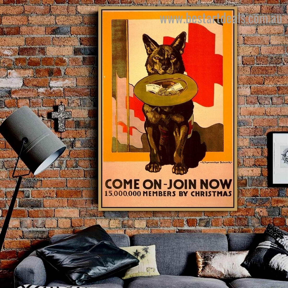 Come On Join Now Vintage Animal Reproduction Advertisement Poster Artwork Image Canvas Print for Room Wall Garnish