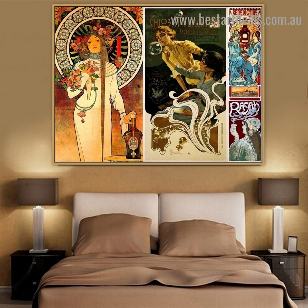 Benedictine Collage Vintage Botanical Figure Retro Poster Artwork Photo Canvas Print for Room Wall Ornament