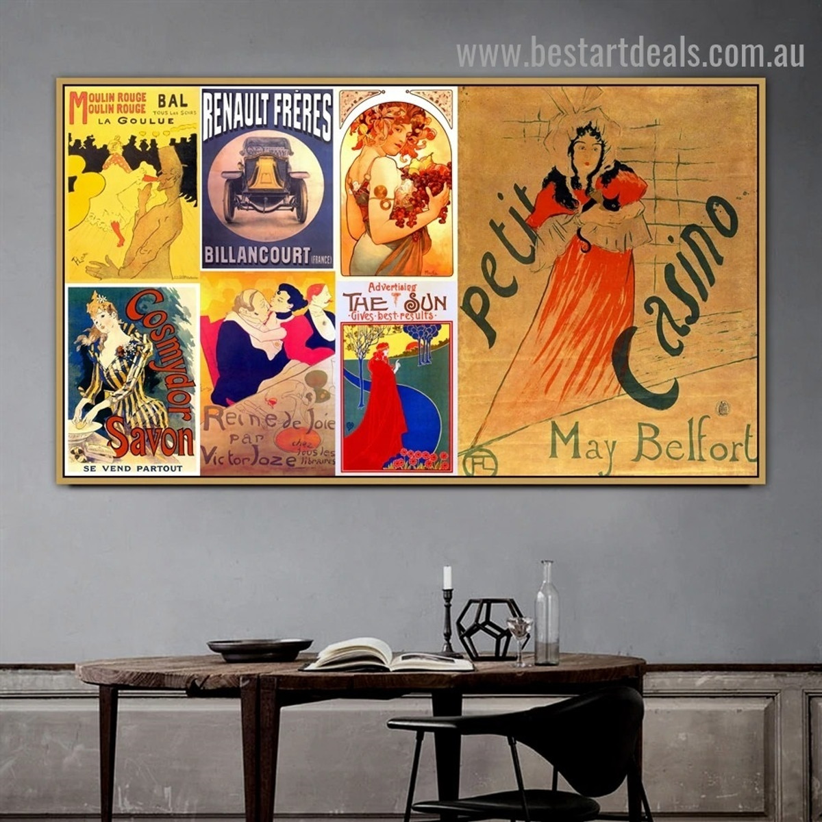 May Belfort Petit Casino Collage Botanical Figure Vintage Advertisement Poster Artwork Photo Canvas Print for Room Wall Adornment