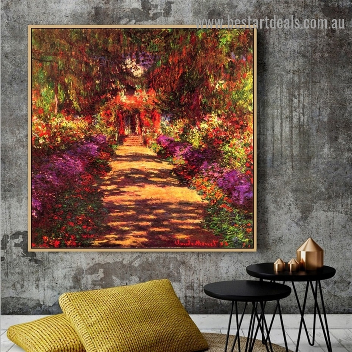 Pathway in Monets Garden at Giverny Oscar Claude Monet Botanical Landscape Impressionism Reproduction Portrait Picture Canvas Print for Room Wall Garniture