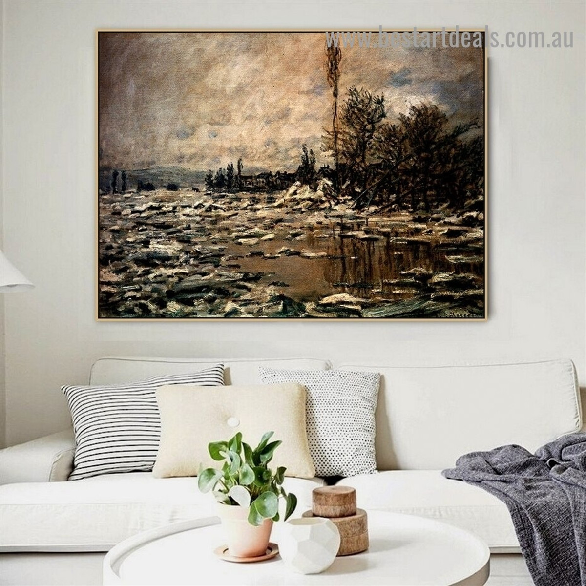 The Break up of the Ice Oscar Claude Monet Botanical Landscape Impressionism Reproduction Portrait Photo Canvas Print for Room Wall Decoration