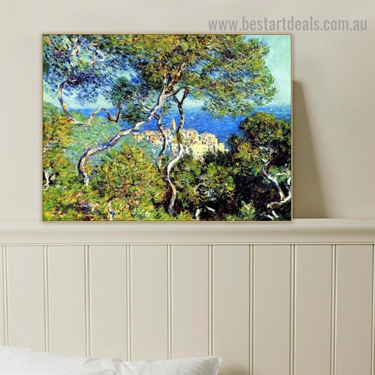 Bordighera Oscar Claude Monet Botanical Landscape Impressionism Reproduction Artwork Smudge Canvas Print for Room Wall Ornament