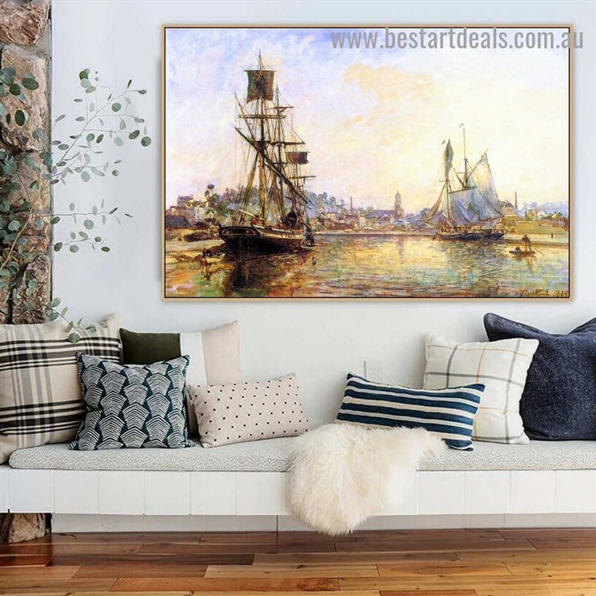 Honfleur Johan Jongkind Landscape Impressionism Reproduction Artwork Photo Canvas Print for Room Wall Ornament