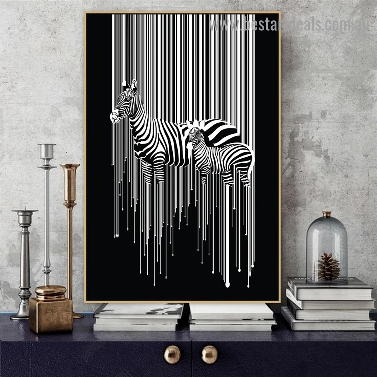 Faded Zebra and Colt Animal Modern Artwork Picture Canvas Print for Room Wall Decoration