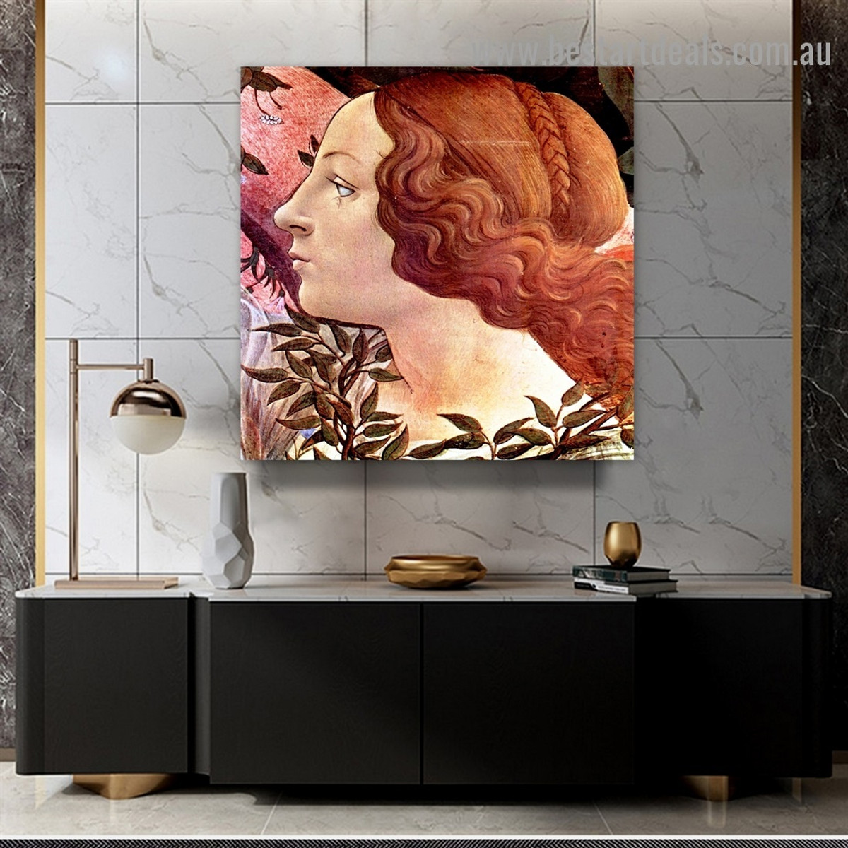 Birth of Venus Detail 2 Sandro Botticelli Figure Early Renaissance Reproduction Portrait Image Canvas Print for Room Wall Garniture