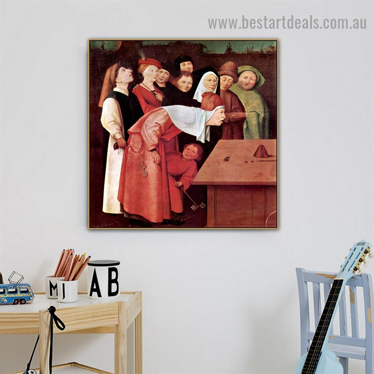 The Conjuror Hieronymus Bosch Figure Northern Renaissance Reproduction Portrait Picture Canvas Print for Room Wall Garniture