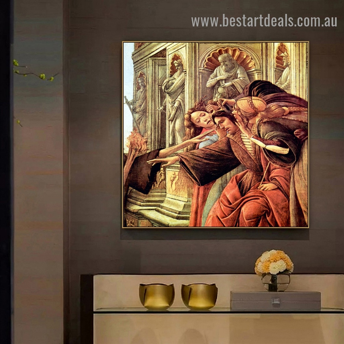 Calumny of Apelles I Sandro Botticelli Figure Early Renaissance Reproduction Artwork Picture Canvas Print for Room Wall Decoration