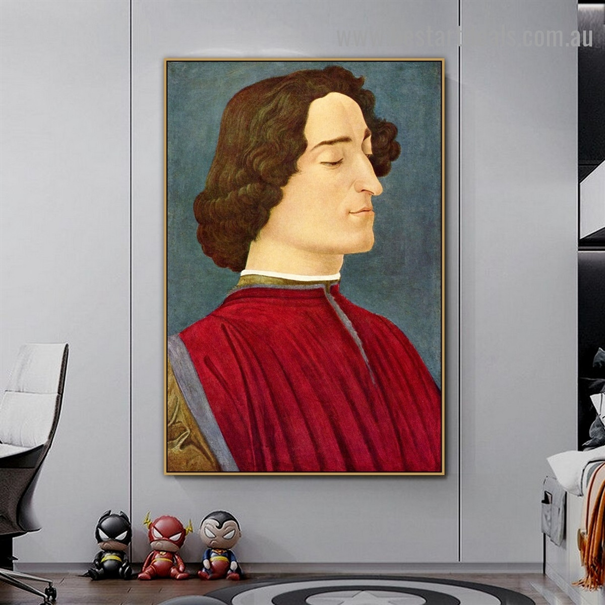 Giuliano De Medici Sandro Botticelli Figure Early Renaissance Reproduction Artwork Photo Canvas Print for Room Wall Adornment