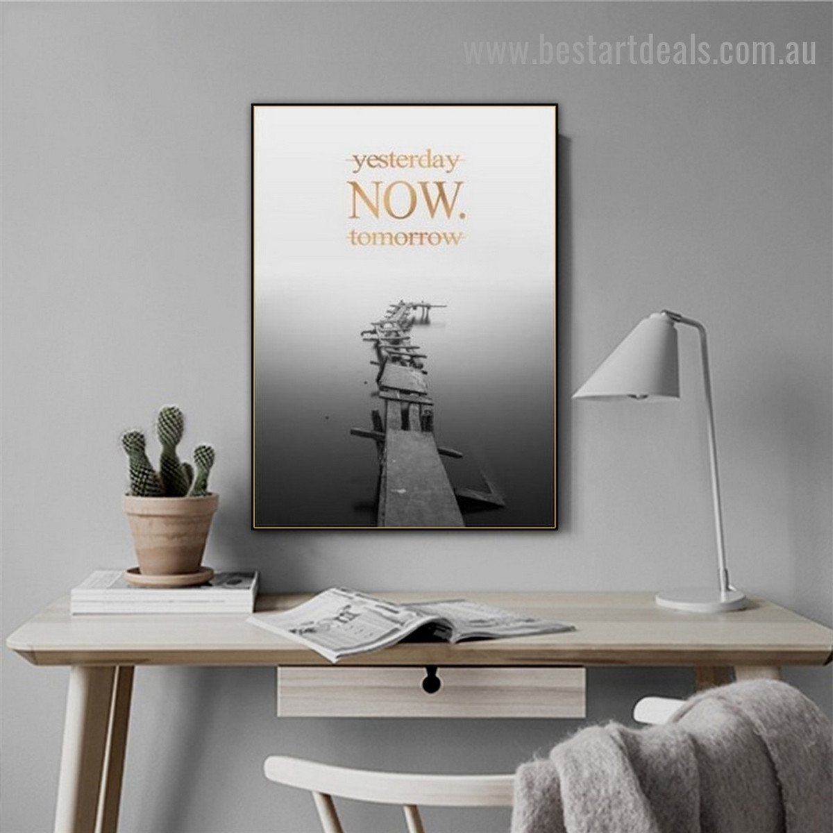 Long Wooden Bridge Quote Modern Framed Portrait Picture Canvas Print for Room Wall Decoration