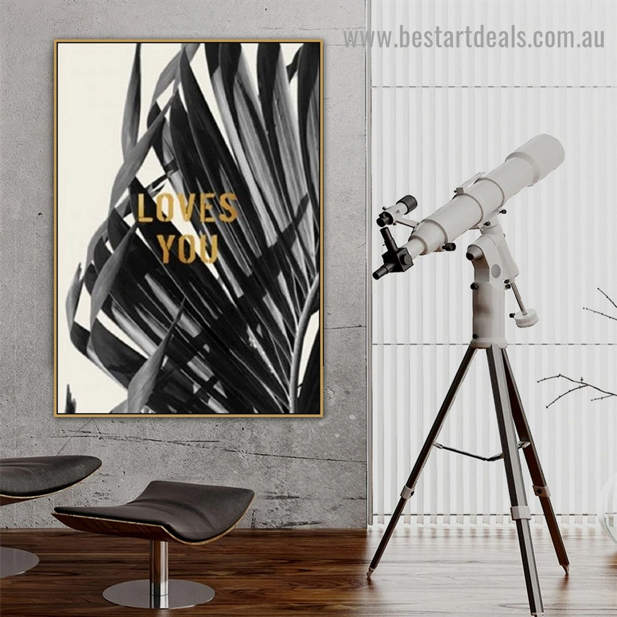 Faded Leaves Botanical Typography Modern Framed Artwork Photo Canvas Print for Room Wall Decor