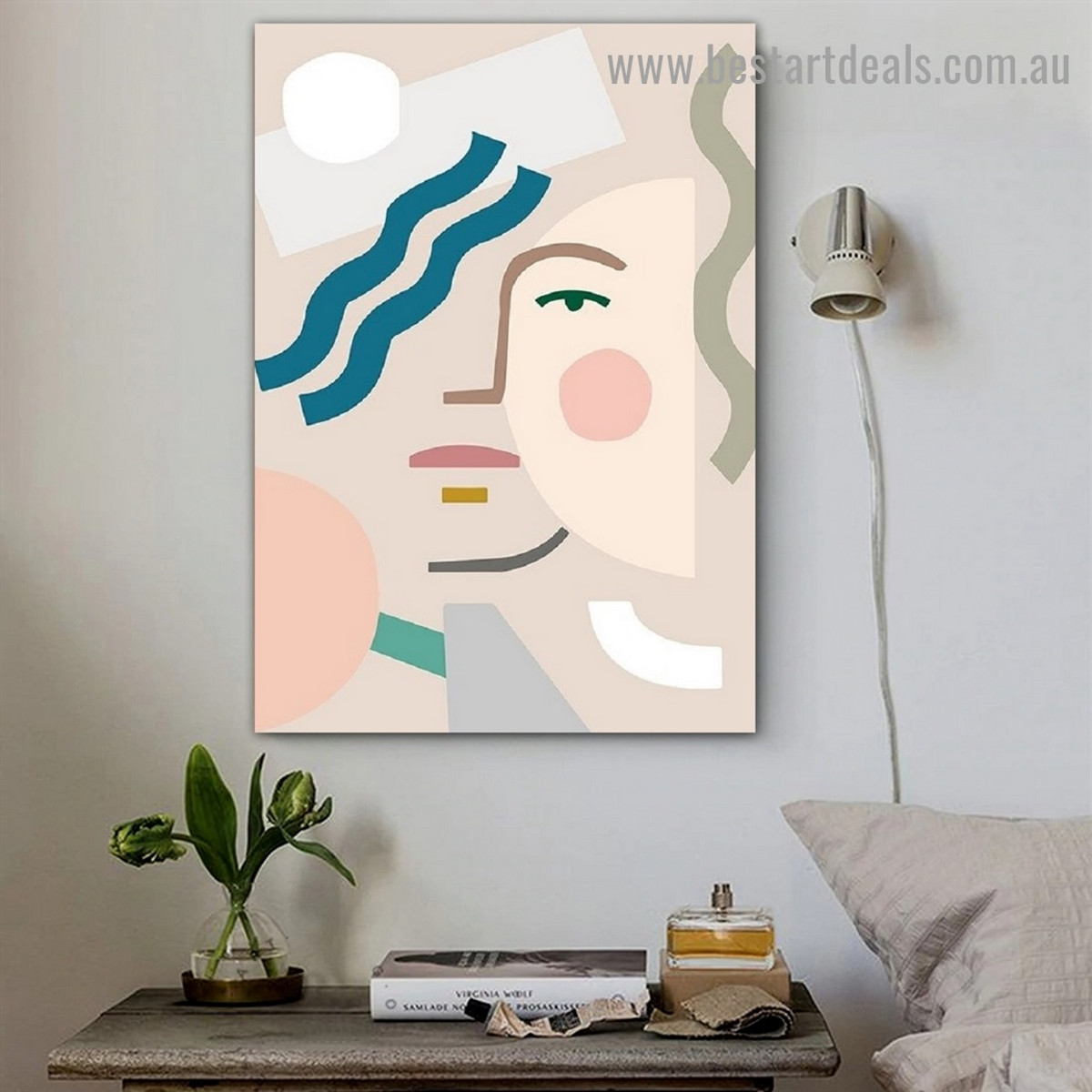 Geometric Face Abstract Scandinavian Framed Artwork Image Canvas Print for Room Wall Décor