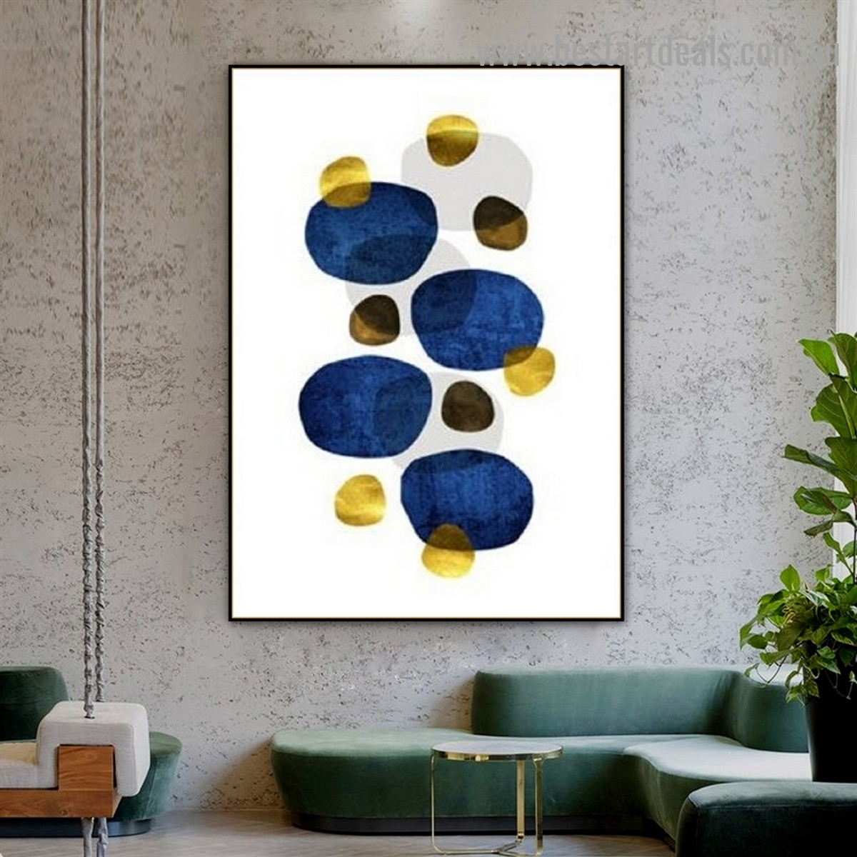 Multicolor Circular Blemish Abstract Scandinavian Framed Portrait Photo Canvas Print for Room Wall Ornament