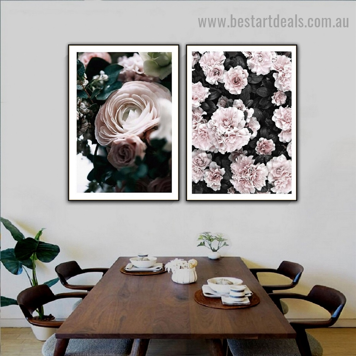 Vapid Flowers Botanical Scandinavian Framed Artwork Picture Canvas Print for Room Wall Flourish