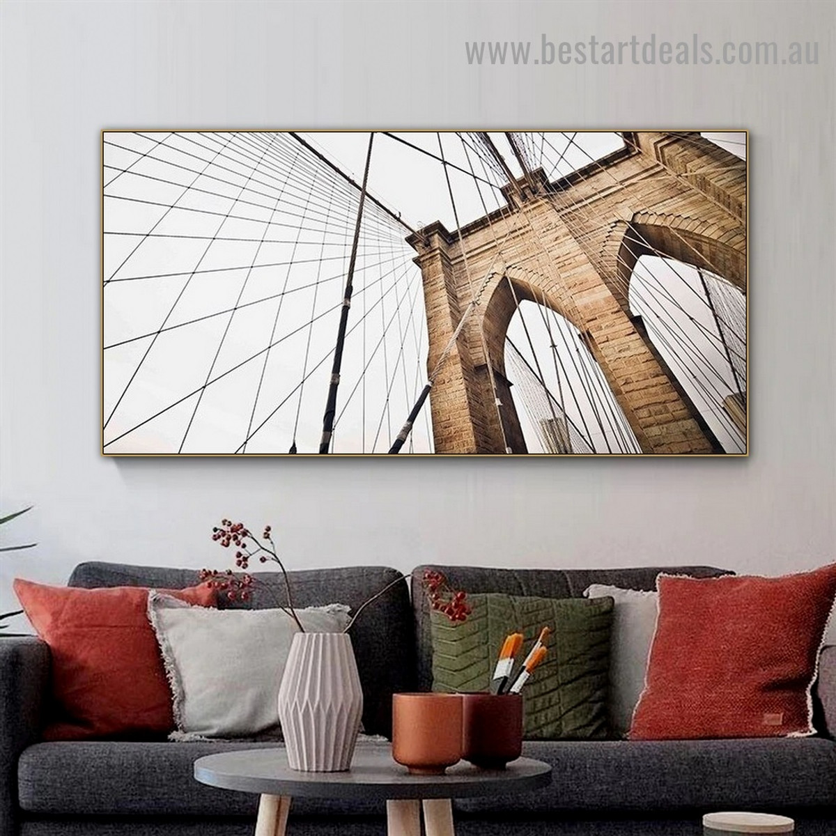 Modern Bridge Architecture Framed Artwork Picture Canvas Print for Room Wall Decoration