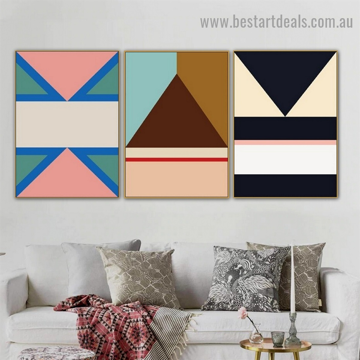 Stern Trigone Abstract Geometric Modern Framed Artwork Image Canvas Print for Room Wall Drape