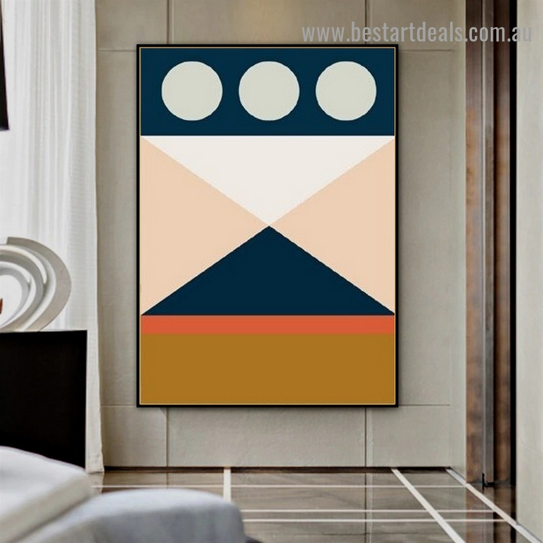 Chromatic Geometric Design Abstract Modern Framed Artwork Photo Canvas Print for Room Wall Ornament