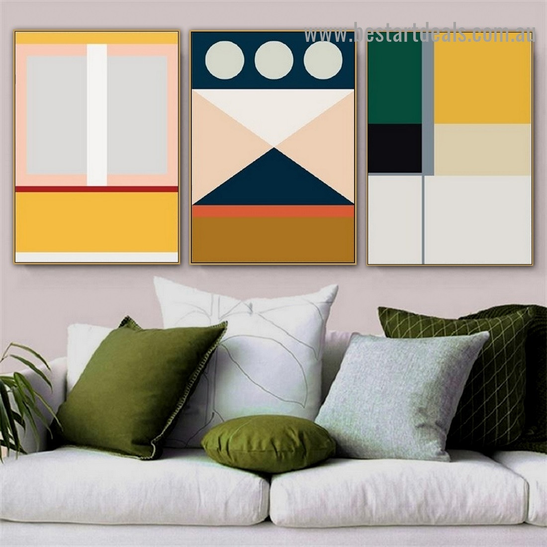 Varicolored Geometric Pattern Abstract Modern Framed Portrait Painting Canvas Print for Room Wall Decoration