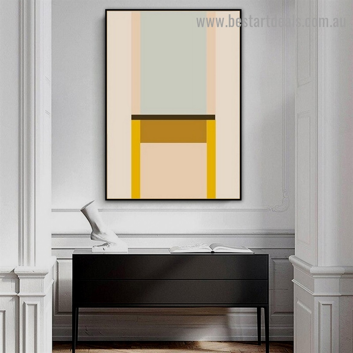 Colorific Bold Streaks Abstract Geometric Modern Framed Portrait Painting Canvas Print for Room Wall Ornament