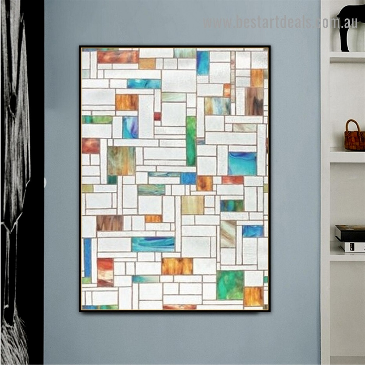 Colorful Boxes Abstract Modern Framed Artwork Image Canvas Print for Room Wall Adornment