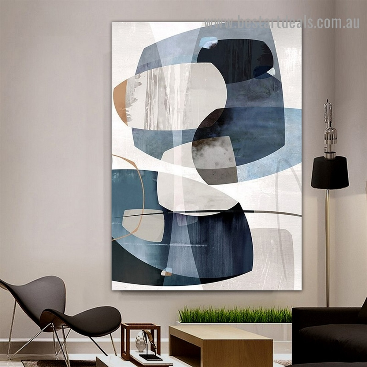 Patches Abstract Modern Framed Portrait Painting Canvas Print for Room Wall Décor
