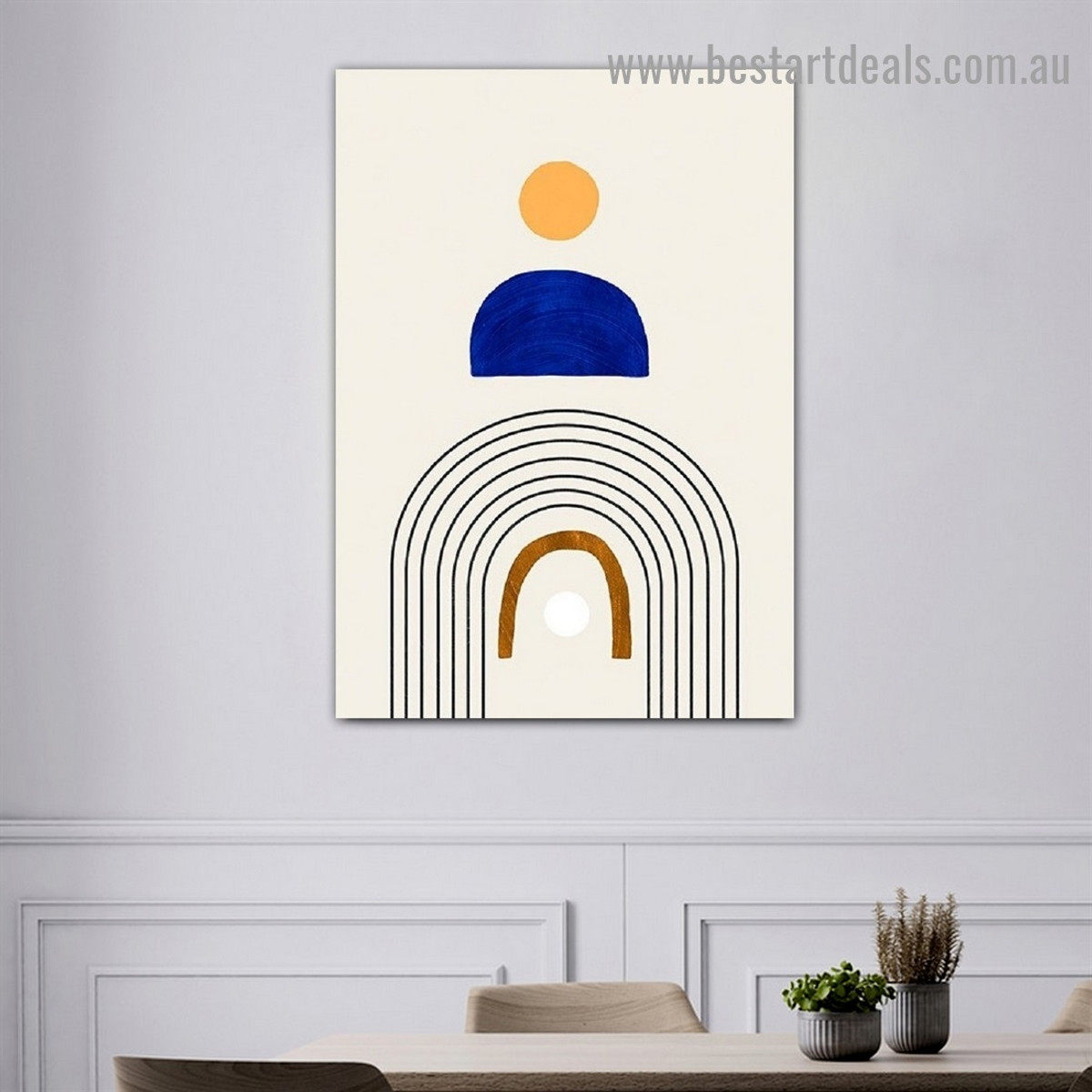 Sinuous Abstract Scandinavian Framed Artwork Photo Canvas Print for Room Wall Adornment