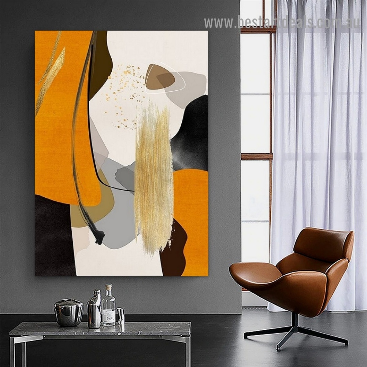 Flaw and Line Abstract Modern Framed Portrait Image Canvas Print for Room Wall Ornament