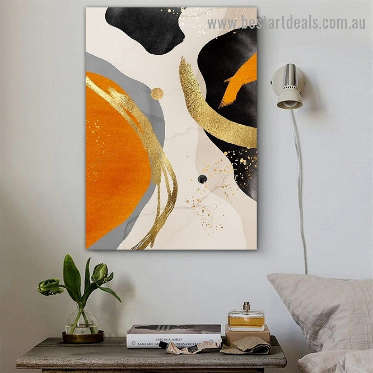 Multicolor Daubs Abstract Modern Framed Artwork Image Canvas Print for Room Wall Drape